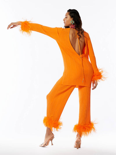 Sunset Glamour Ostrich Feather Pants - Laced Array