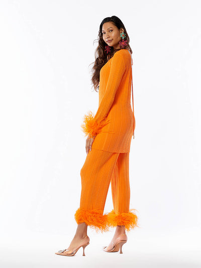 Sunset Glamour Ostrich Feather Pants - Laced Array