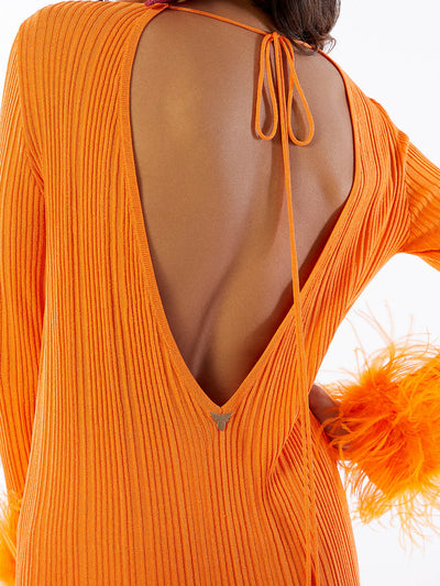 Sunset Glamour Ostrich Feather Dress - Laced Array