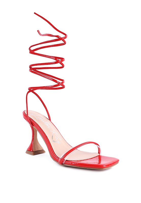 Biten Berry Spool Heeled Lace Up Sandal - Laced Array