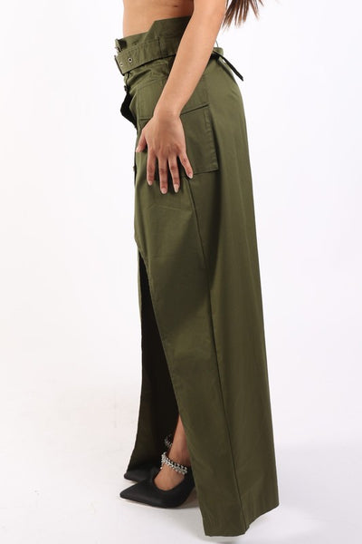 Asymmetric Pockets Detailed Maxi Skirt - Laced Array